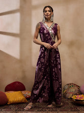 Overlap Neck Jumpsuit In Purple Color